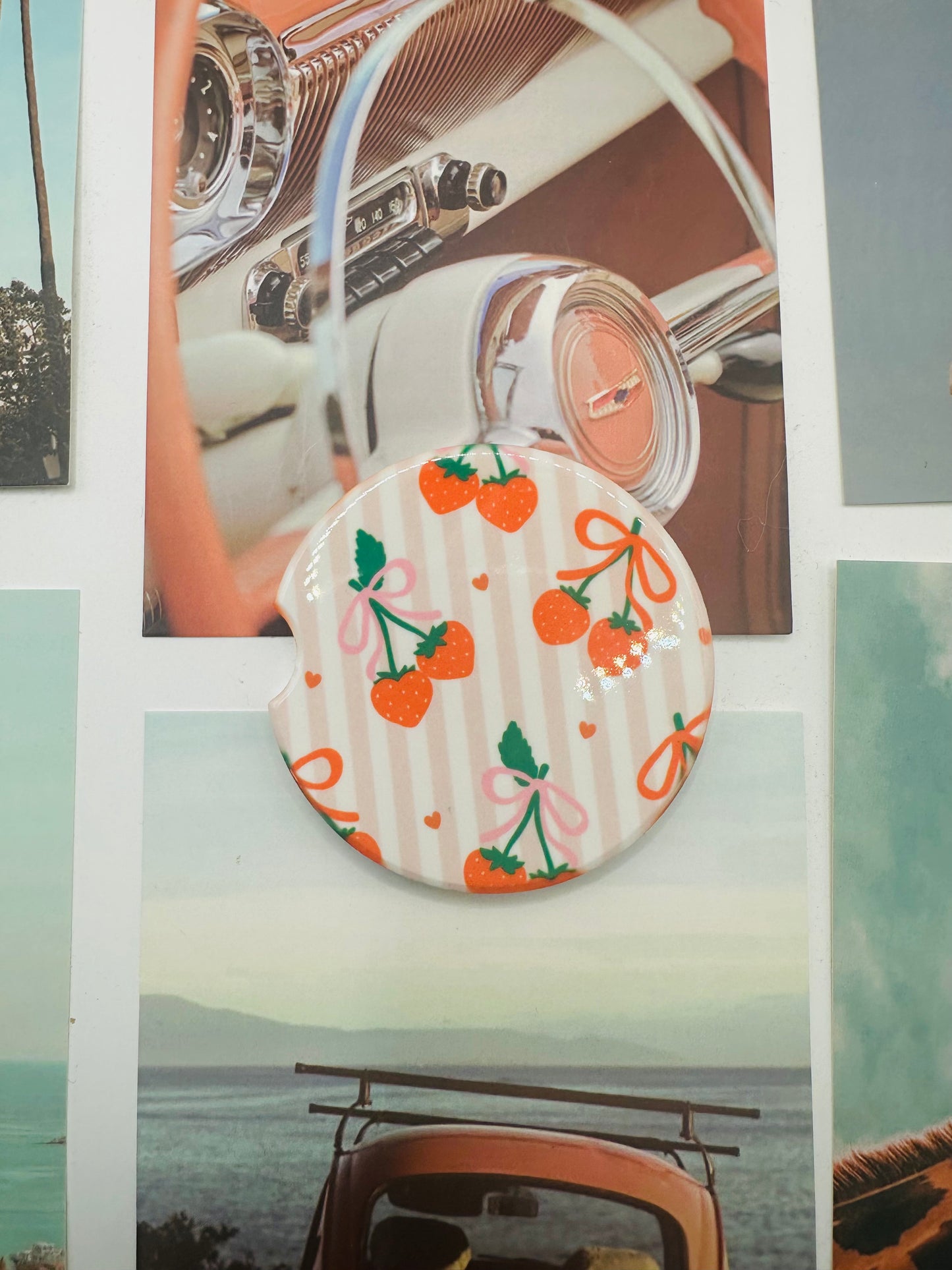 sweetheart stripes car coaster