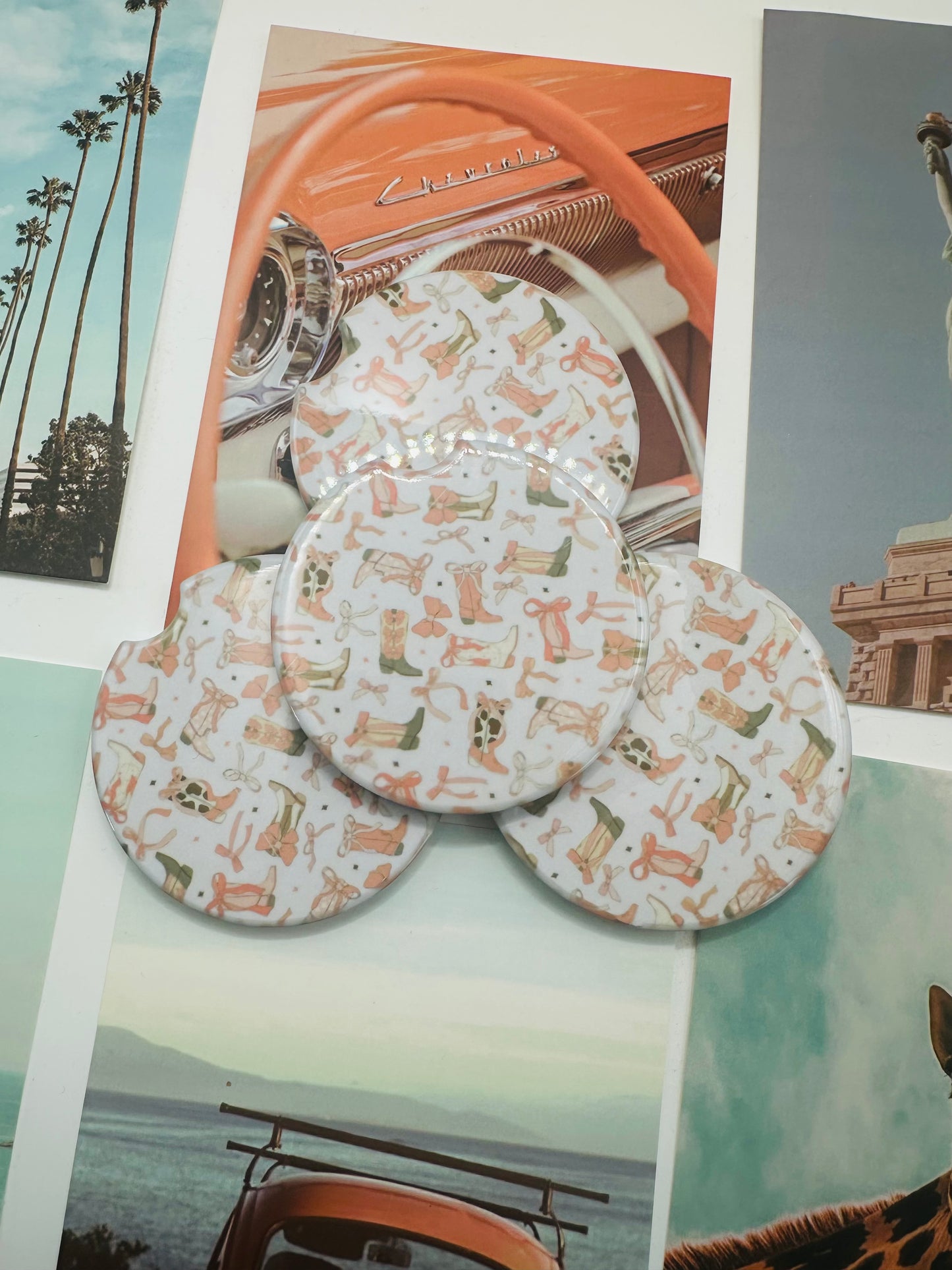 cowgirl coquette car coaster