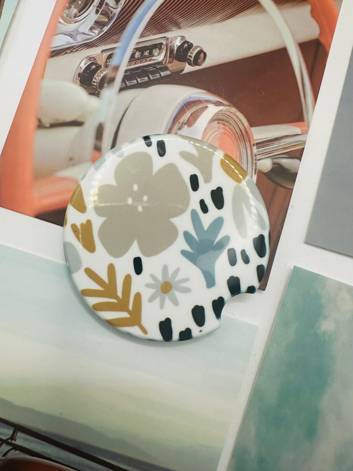 boho garden car coaster