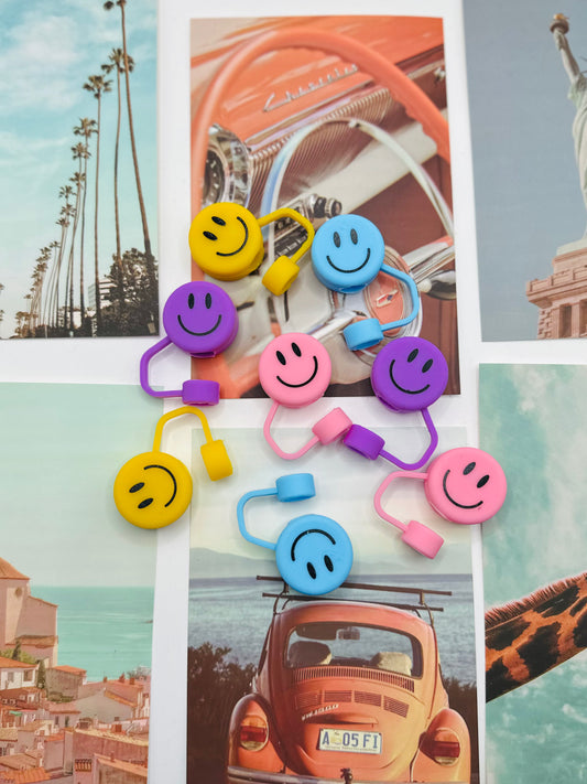 smiley face straw topper