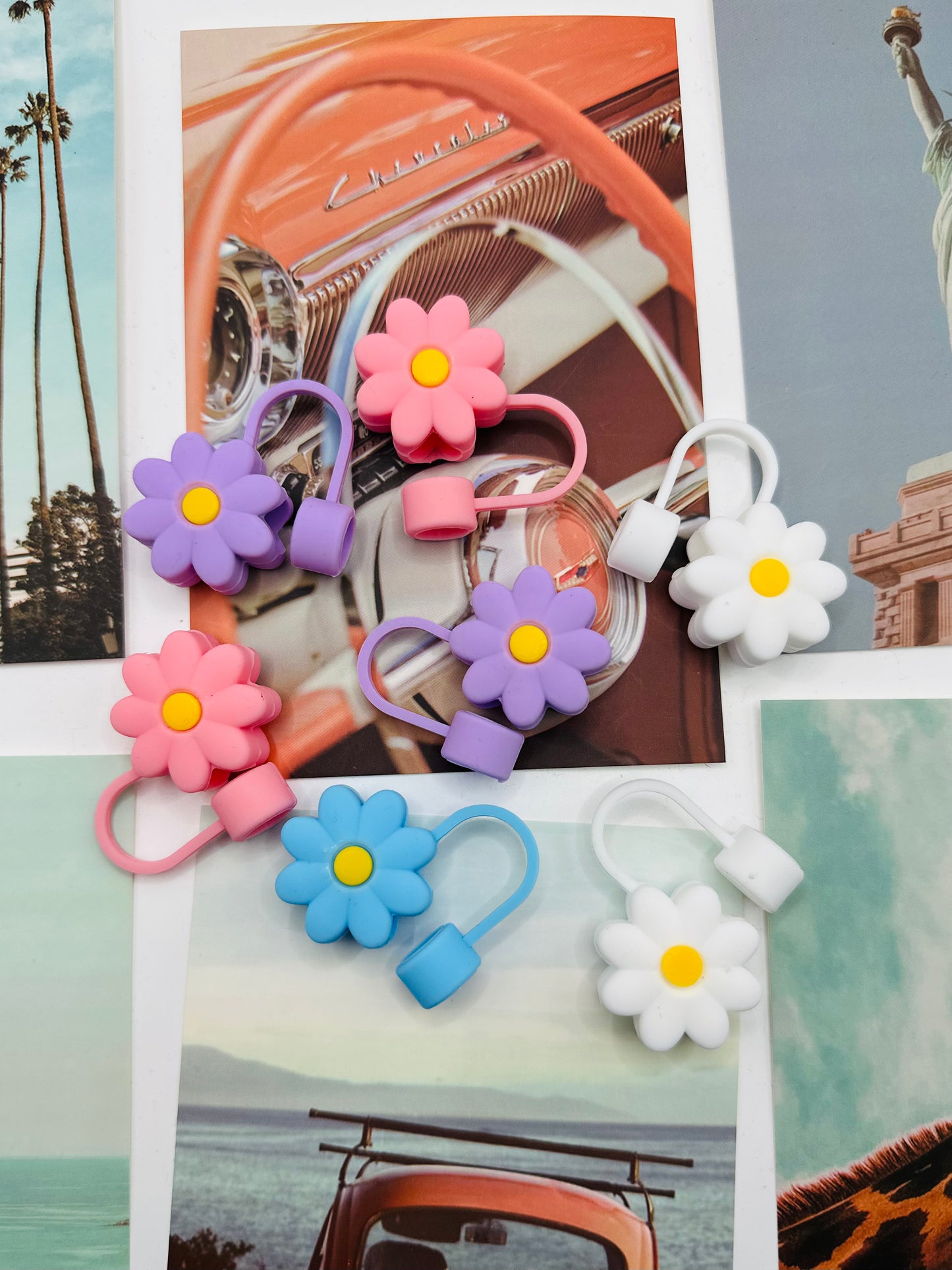 flower straw toppers